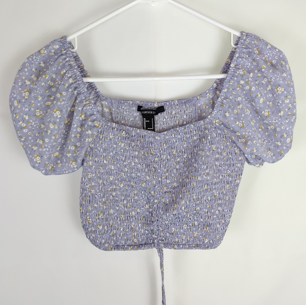 Forever 21 Floral Crop Top Womens S Preppy Going Out Soft Girl Coquette Beach